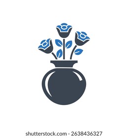 A simple flower vase with roses icon.
