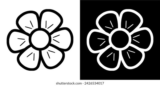Simple Flower Vector Design Black And White Color