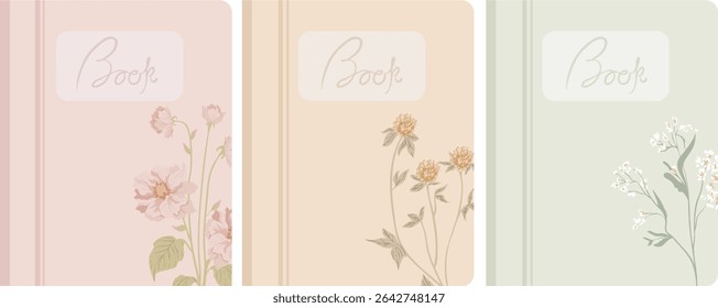 Ilustración vectorial floral simple para cuadernos, diarios, libros, catálogos, Fondos de pantalla de flores y tarjetas.