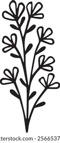 Simple flower vector outline black