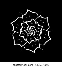 simple flower-like monogram on a black scheme