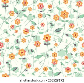 Simple Flowers. Cute summer seamless pattern.