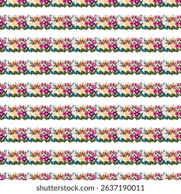 Simple flowers in flat style. Seamless pattern.