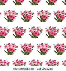 Eenvoudige bloemen in vlakke stijl. Naadloos patroon.