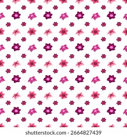 Flores simples en estilo plano. Patrón sin fisuras. Ilustración vectorial.