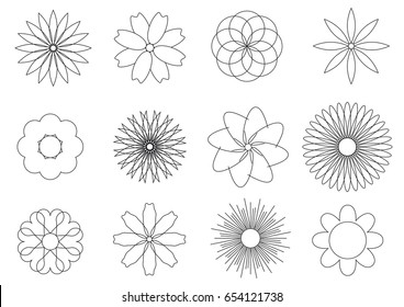 Simple flowers icons set