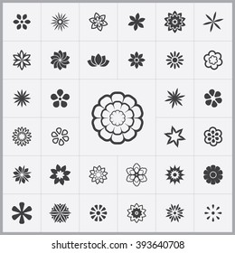 Simple flowers icons set. Universal flowers icon to use for web and mobile UI, set of basic UI flowers elements