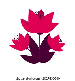 Simple flowers isolated on white background. Spring flowering plant. Vector illustration icon