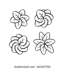 Simple flowers and leaves for use as brushes