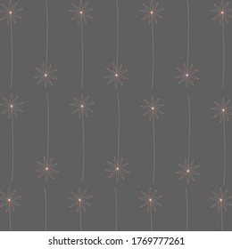 Flores simples de fondo gris. Patrón sin foco aislado en fondo gris.