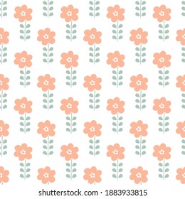 Simple flowers on white. Seamless pattern.