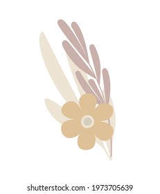 Simple flowers pastel-colored floral arrangement in flat style vector illustration, symbol of spring, cozy home, Easter holidays celebration decor, clipart for cards, bohemian springtime decoration