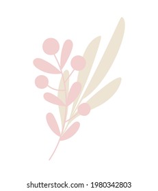 Simple flowers pastel-colored floral arrangement in flat style vector illustration, symbol of spring, cozy home, Easter holidays celebration decor, clipart for cards, bohemian springtime decoration