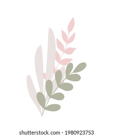 Simple flowers pastel-colored floral arrangement in flat style vector illustration, symbol of spring, cozy home, Easter holidays celebration decor, clipart for cards, bohemian springtime decoration