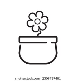 Simple Flowers pot icon vector. Nature cartoon vector illustration of flowers and, botanical flowerpot, Decorative element in thin linear style. Flat illustration isolated on white background.
