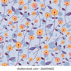 Simple Flowers. Seamless pattern.