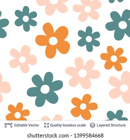 Simple flowers seamless pattern. Floral background.