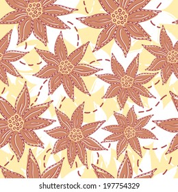 Simple flowers seamless pattern in natural colors.