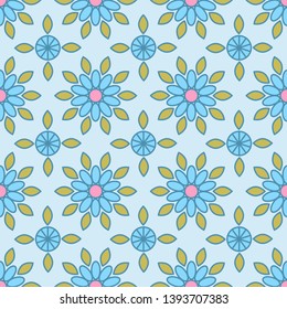 Simple flowers seamless pattern. Summer vector background EPS10