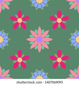 Simple flowers seamless pattern. Summer vector background EPS10
