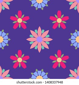 Simple flowers seamless pattern. Summer vector background EPS10