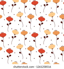 simple flowers seamless vector pattern background illustration