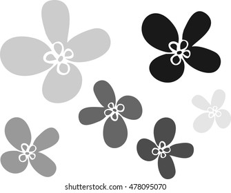 Simple flowers of several sizes of gray color