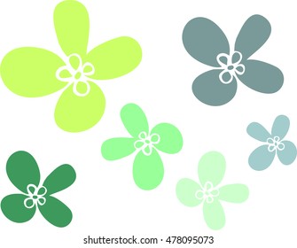 Simple flowers of several sizes of green color
