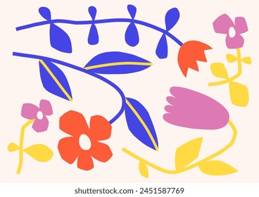 Simple flowers vector background. Summer abstract floral texture