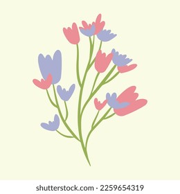 Simple ilustración vectorial de flores.  Ramo de flores aislado