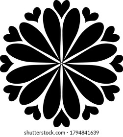 simple flowers.mandala vector in black color.vector illustration.