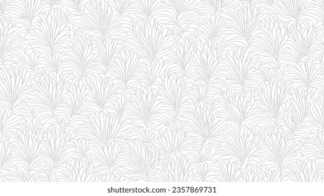 Simple Flowery Handrawn Line Pattern Vector Texture Background


