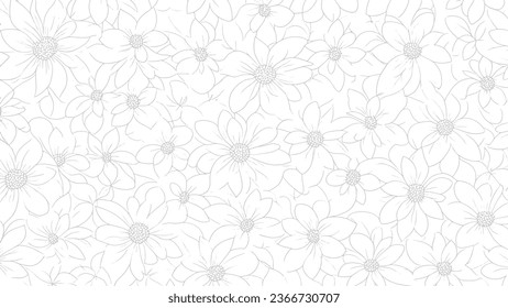 Sencilla Flor Minimalismo de línea de trazo manual Vector Textura Fondo 