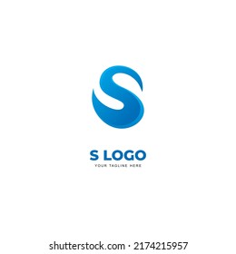 Einfaches Logo-Design für den folgenden Buchstaben S, Modern Blue S Symbol Inspiration, Vektorgrafik
