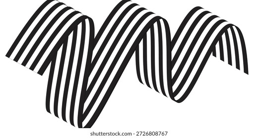 Banda ondulada fluida simple hecha de múltiples rayas negras paralelas. Diseño de Vector