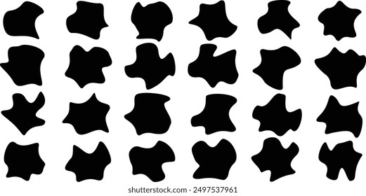 Simple fluid circle shape, trendy wrap circle, blob shape element collection. Blob color collection. Abstract black blob shape organic set. 	