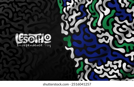 Fluido simple de diseño verde, blanco, azul y negro para el día de la independencia de Lesoto. Plantilla de fondo del día nacional de Lesoto