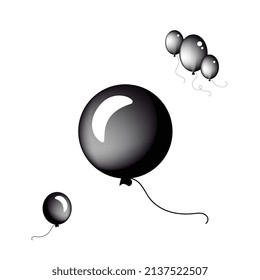 Simple fly balloon icon. Black balloons on light background