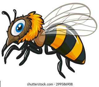 Abeja voladora simple en ilustración blanca
