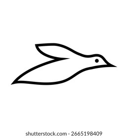 Ilustración simple del logotipo del Vector del icono del arte de la línea del pájaro volador