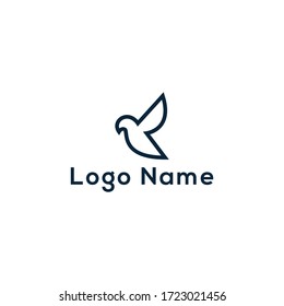 Logo simple de la línea de pájaros voladores, logotipo simple y fresco de las aves