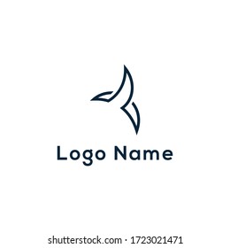 Simple flying bird line logo  ,simple and cool bird logo