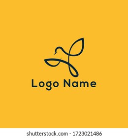 Simple flying bird line logo  ,simple and cool bird logo