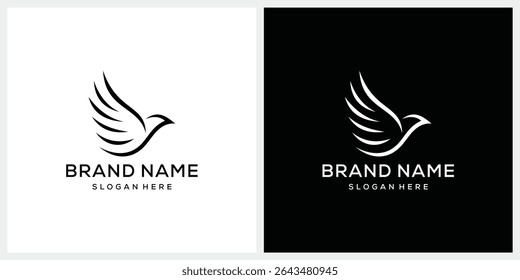 Modelo de vetor de design de logotipo de pássaro voador simples	