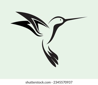 simple flying black white hummingbird logo symbol icon design template illustration inspiration