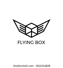 simple flying box logo vector