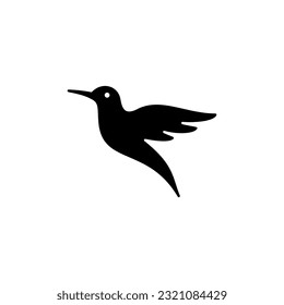 simple flying colibri bird icon illustration, hummingbird silhouette logo design