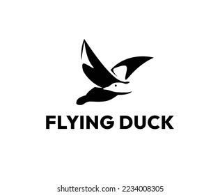 Simple Flying Duck Logo Design Template