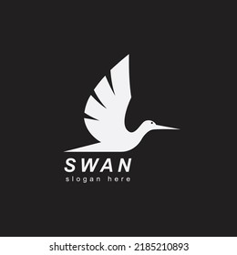 Simple Flying Goose Vector Illustration, Swan Icon Flying