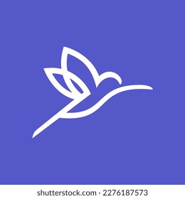 simple flying hummingbird bird logo icon line abstract outline monoline vector. minimalist animal logo colibri bird design